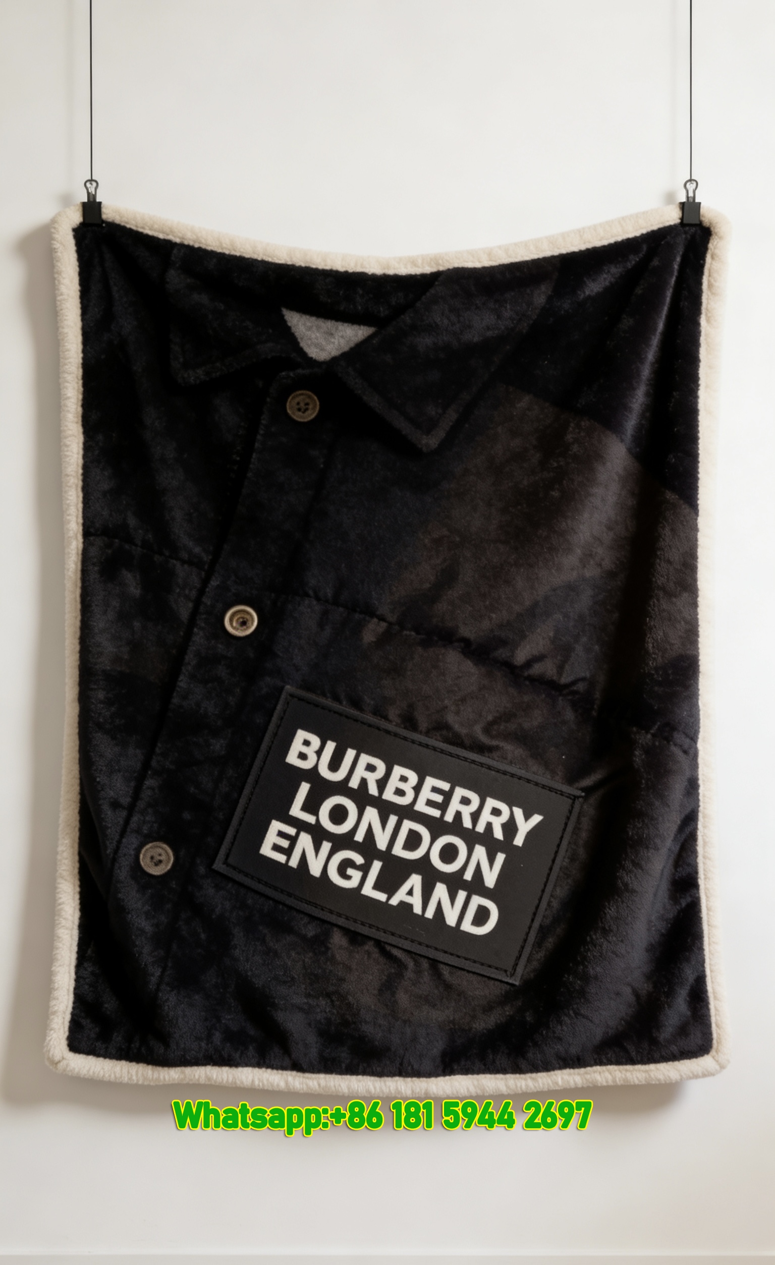 Burberry London England Label Print Flannel Sofa Throw Blanket B070
